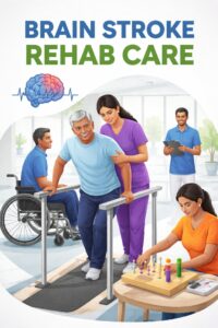 Brain stroke rehabilitation helping patient regain movement after early emergency stroke treatment